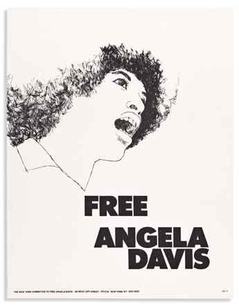 (BLACK PANTHERS.) Group of 4 illustrated Angela Davis posters.